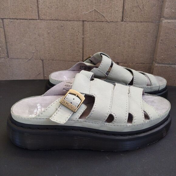 NEW Dr Martens Maxxy Slide Sandals Sage Green Soft Leather Men Sz 12 Women Sz 13 main image 7